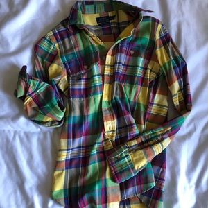 Polo plaid button up multi colored